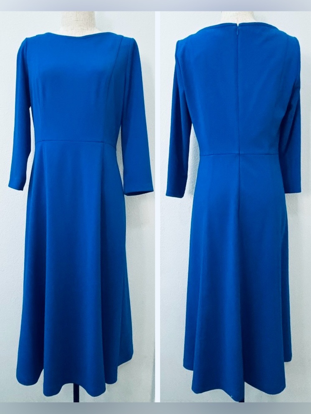 Calvin Klein royal blue boat neck three-quarter sleeve dress - size 8